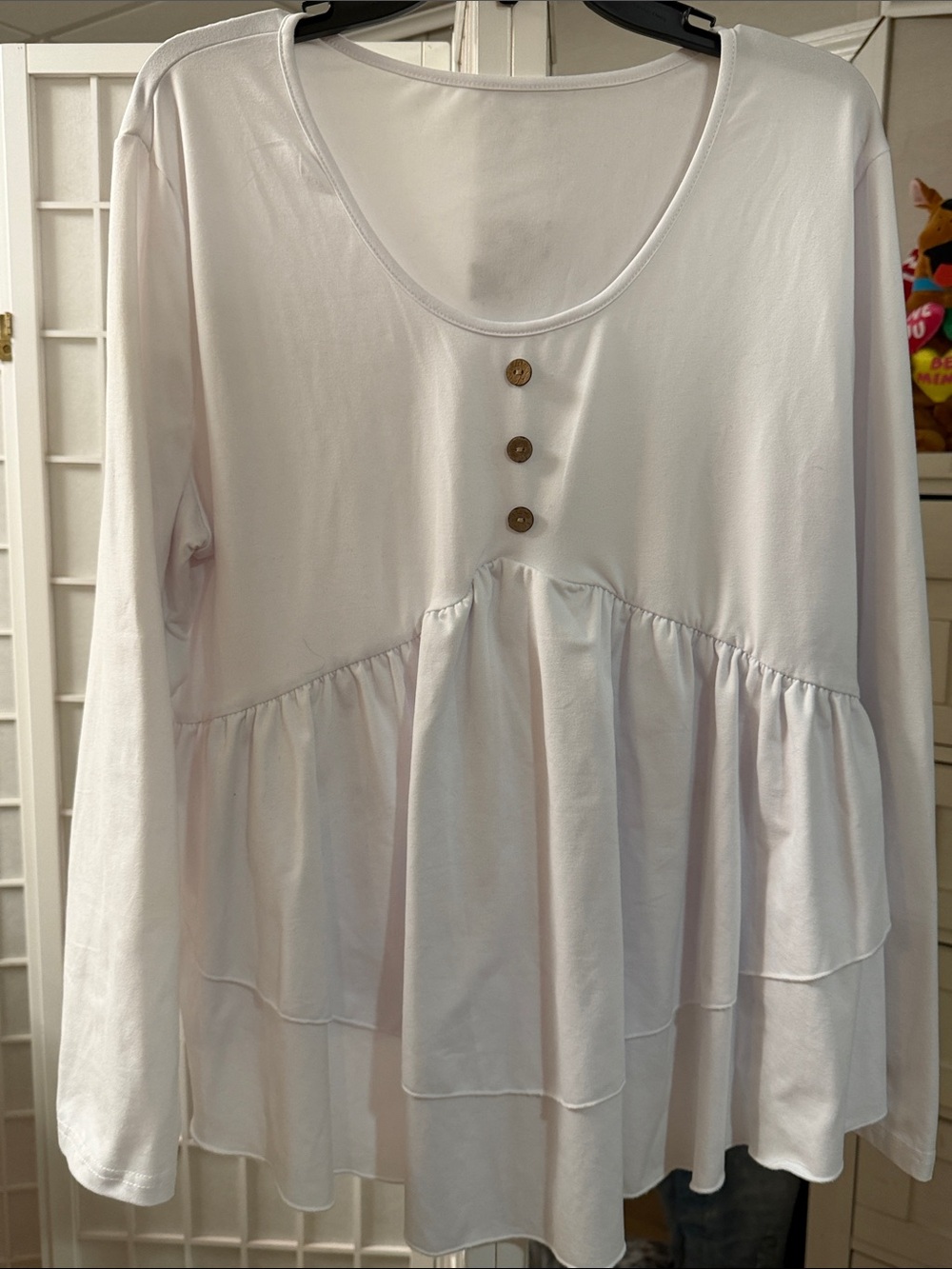 Women's Long-Sleeve Tiered Peplum Top in White